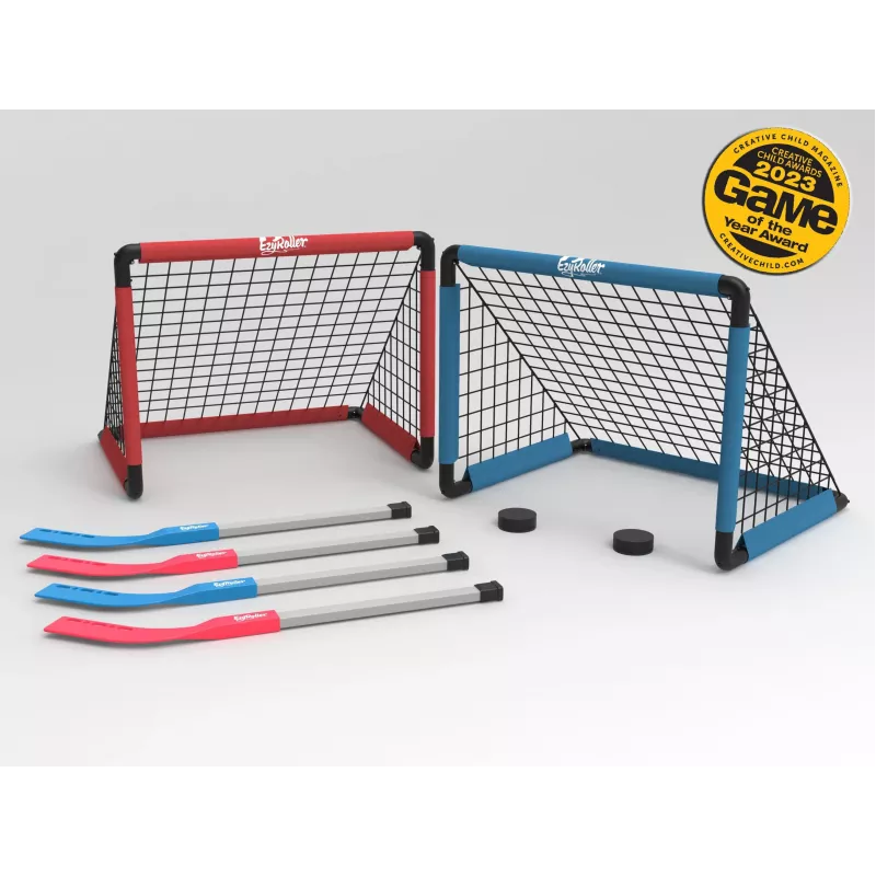 EzyRoller EZ-HOCKEY ledo ritulio rinkinys 4 žaidėjams (vartai, lazdos, rituliai)