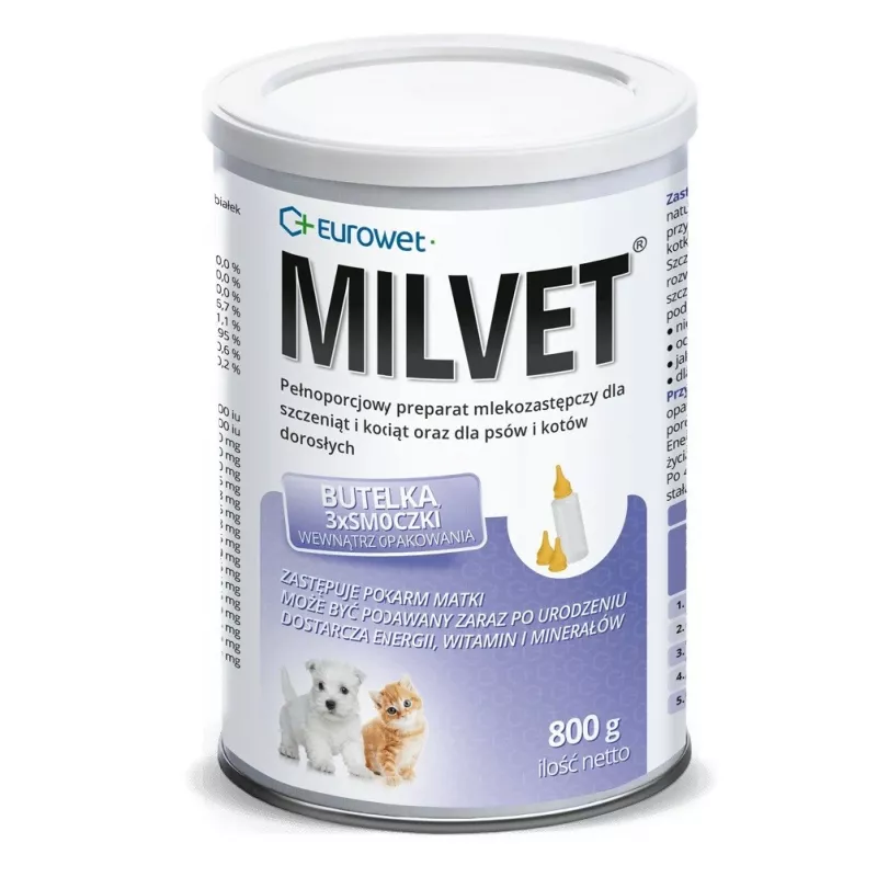 EUROWET Milvet Pieno pakaitalas šunims ir katėms - 800g