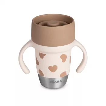 Beaba BigLove 360° Nerūdijančio plieno mokomasis puodelis 250 ml Rožinis