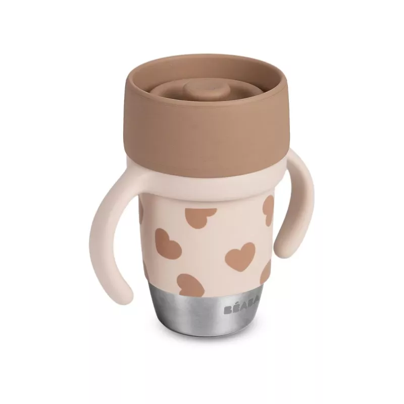 Beaba BigLove 360° Nerūdijančio plieno mokomasis puodelis 250 ml Rožinis