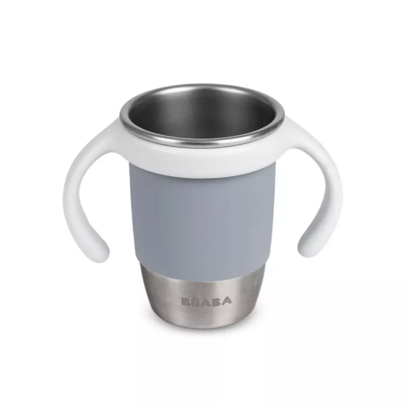 Beaba nerūdijančio plieno 360° mokomasis puodelis Pebble Grey