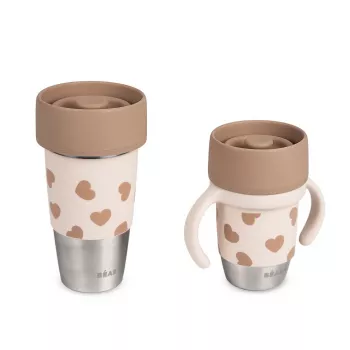 Beaba Mini & Me BigLove nerūdijančio plieno puodelių rinkinys mamai ir vaikui 360° treniruočių puodelis 2 vnt.