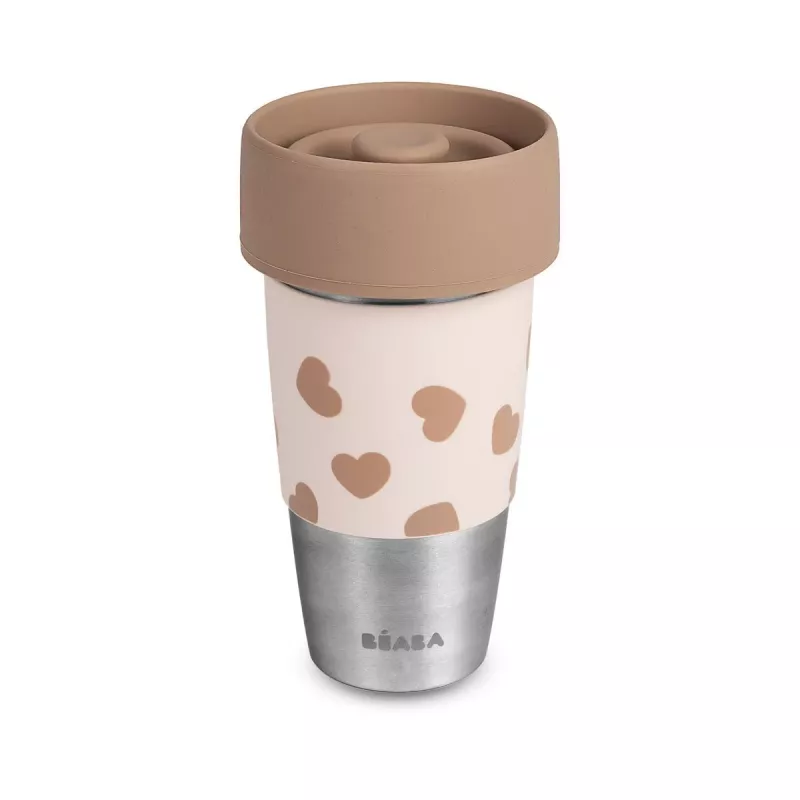 Beaba Mini & Me BigLove nerūdijančio plieno puodelių rinkinys mamai ir vaikui 360° treniruočių puodelis 2 vnt.