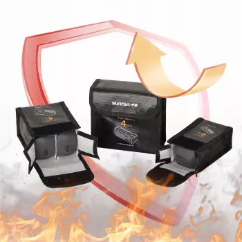 SUNNYLIFE Ugniai atsparus baterijų laikymo maišelis 3x DJI Mavic 4 Pro baterijoms - Juodas