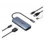 IcyBox IB-DK4081-SO Spade Dock 4081 5-in-1 kelioninė doko stotelė su Off-Screen įkrovimu, USB-C, HDMI 4K, Gigabit Ethernet, 2x USB-A, 100W PD, aliuminio