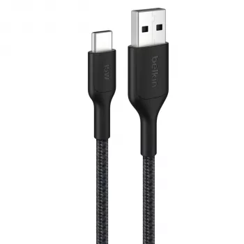 Belkin BOOSTCHARGE Braided USB-C į USB-A laidas 2m juodas