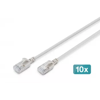 DIGITUS CAT 6A F/FTP plonas patch laidas, 0,5 m, pilkas, 10 vnt. pakuotė