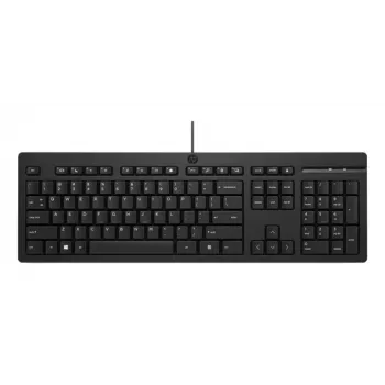 HP 125 G2 laidinė USB klaviatūra, vokiškas išdėstymas (QWERTZ), pilno dydžio, membraninė, atspari išsiliejimui, juoda - urmu