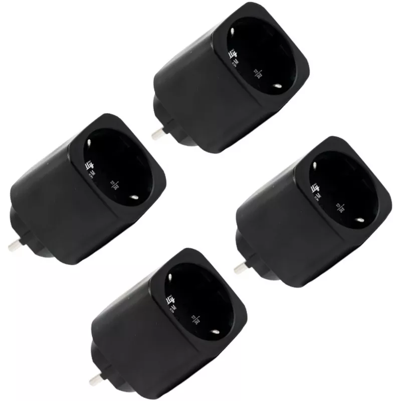 Shelly Plug M Gen3 4 vnt. išmanieji kištukai, juodi, su energijos stebėjimu, Wi-Fi ir Bluetooth