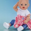 ZAPF CREATION BABY born paltuko komplektas Sarah Engels 43cm - rožinė/pilka/balta lėlės apranga, 3 dalys