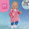 ZAPF CREATION BABY born paltuko komplektas Sarah Engels 43cm - rožinė/pilka/balta lėlės apranga, 3 dalys