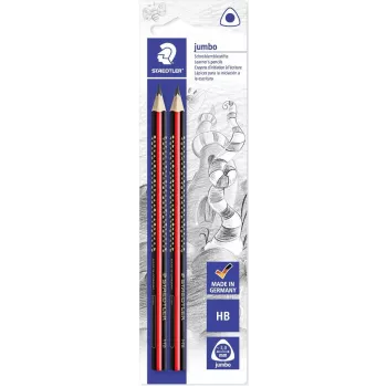 STAEDTLER Tradition Jumbo HB trikampiai grafitiniai pieštukai, 2 vnt., juodi su klasikinėmis juostelėmis