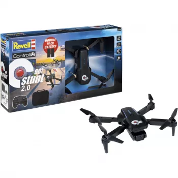 Revell RC Quadrocopter GO! Stunt 2.0 - 2,4 GHz 4 kanalų paruoštas skrydžiui dronas su 6 ašių giroskopu, be galvos režimu, 360° saltais, LED žibintais, 3 greičio lygiais, LiPo baterija, nuo 8 metų
