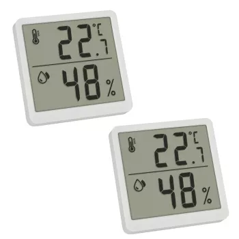 TFA 30.5059.02.02 Skaitmeninis termo-higrometras, 2 vnt. komplektas, baltas/sidabrinis