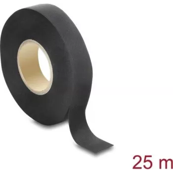 Delock Fabric Tape 25 m x 19 mm plyšimui atspari lipni juosta, juoda