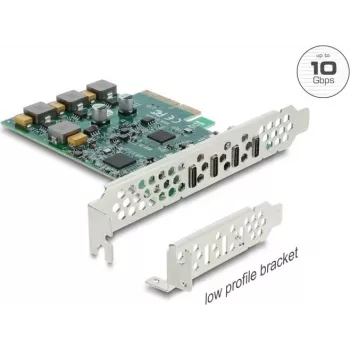 Delock PCI Express x4 kortelė su 4 x USB Type-C™ 10 Gbps prievadais - žemo profilio