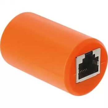 Delock RJ45 Female to Female Cat.6A Shielded Coupler su apsauga nuo viršįtampių, oranžinė