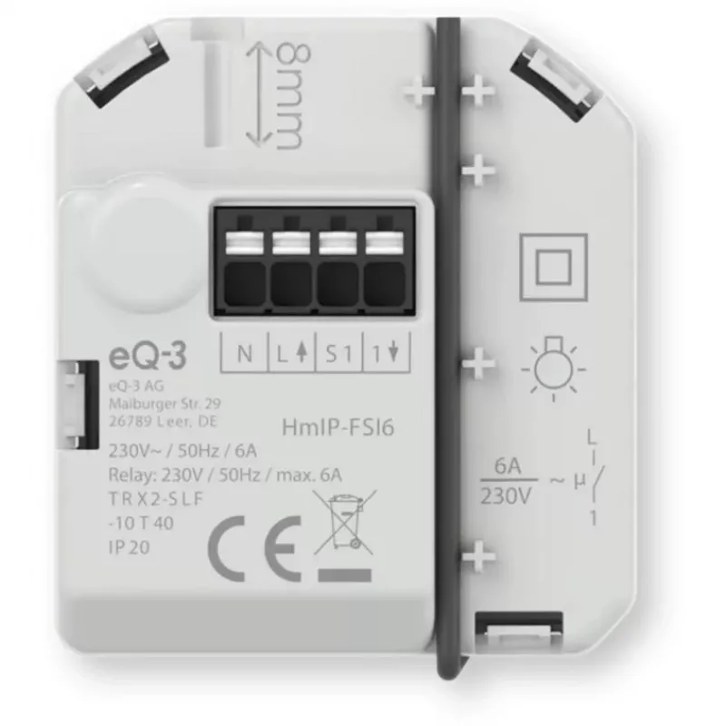 Homematic IP įmontuojamas jungiklio pavara su mygtuko įvestimi (6 A)