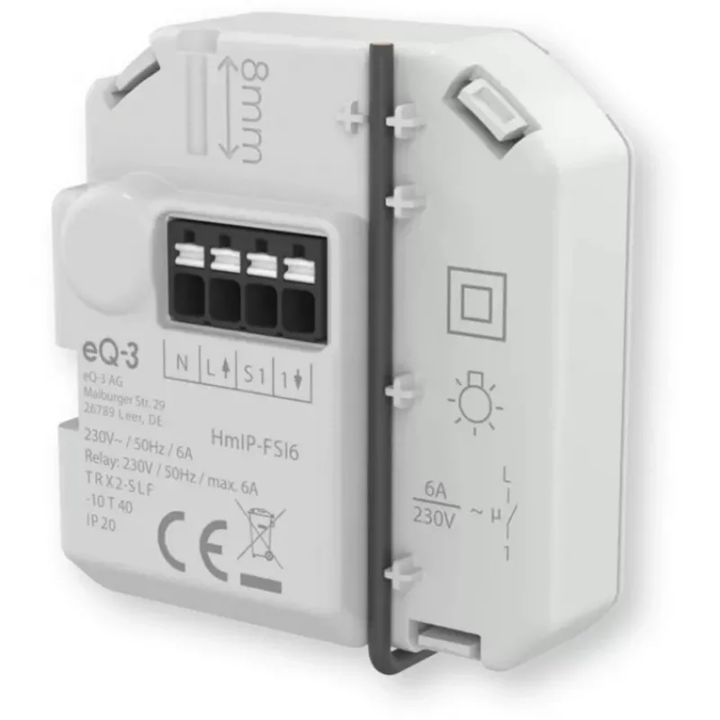 Homematic IP įmontuojamas jungiklio pavara su mygtuko įvestimi (6 A)
