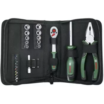 Bosch Starter įrankių rinkinys, 26 dalių (žalias/juodas, su tekstilės užtrauktuko dėklu)