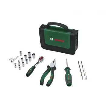 Bosch Starter įrankių rinkinys, 26 dalių (žalias/juodas, su tekstilės užtrauktuko dėklu)