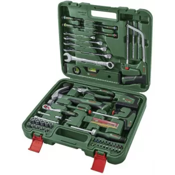 Bosch 73 dalių namų įrankių rinkinys žaliame kietame dėkle