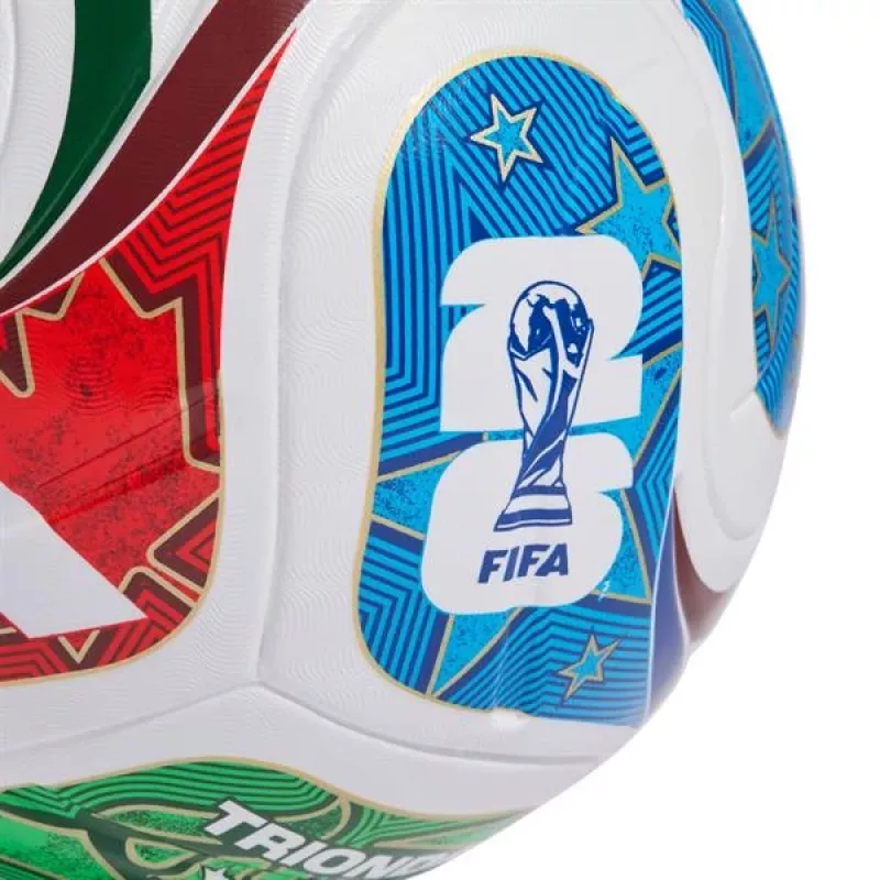 adidas World Cup 26 Trionda League futbolo kamuolys, 5 dydis, baltas/juodas/saulės raudonas JD8045
