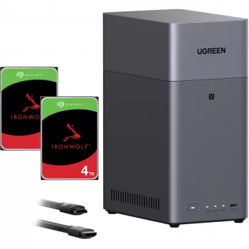 UGREEN DH2300 komplektas su 2x Seagate IronWolf NAS 4TB CMR (juoda)