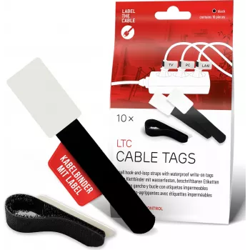 LABEL THE CABLE LTC 2610-10 daugkartiniai kabelių raiščiai su užrašymo vieta, juodi, 10 vnt.