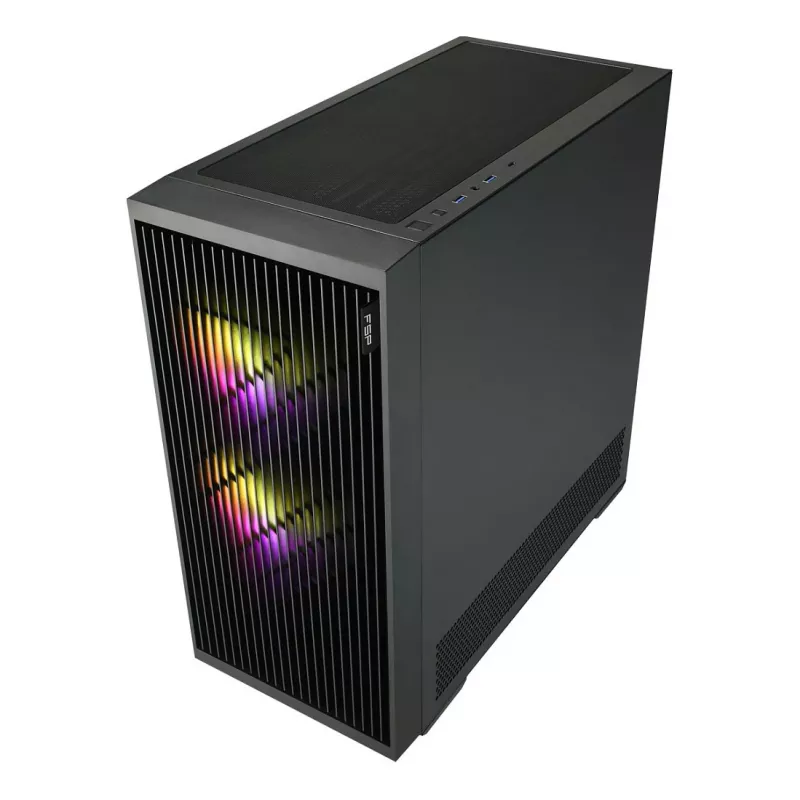 Fortron M330 Mini bokšto kompiuterio korpusas su grūdintu stiklu, juodas