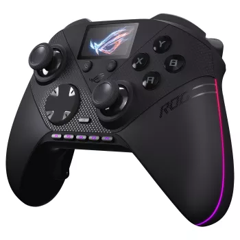 ASUS ROG Raikiri II Pro PC žaidimų valdiklis - Triple-Mode (USB-C, 2.4GHz RF, Bluetooth 5.0), OLED ekranas, 4 programuojami mentės, ESS DAC, juodas