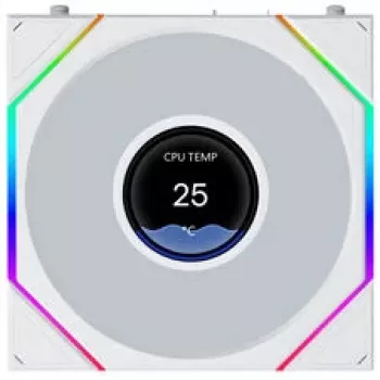 Lian Li UNI FAN TL120 LCD FLEX Wireless ARGB White 120mm Reverse Blade Case Fan