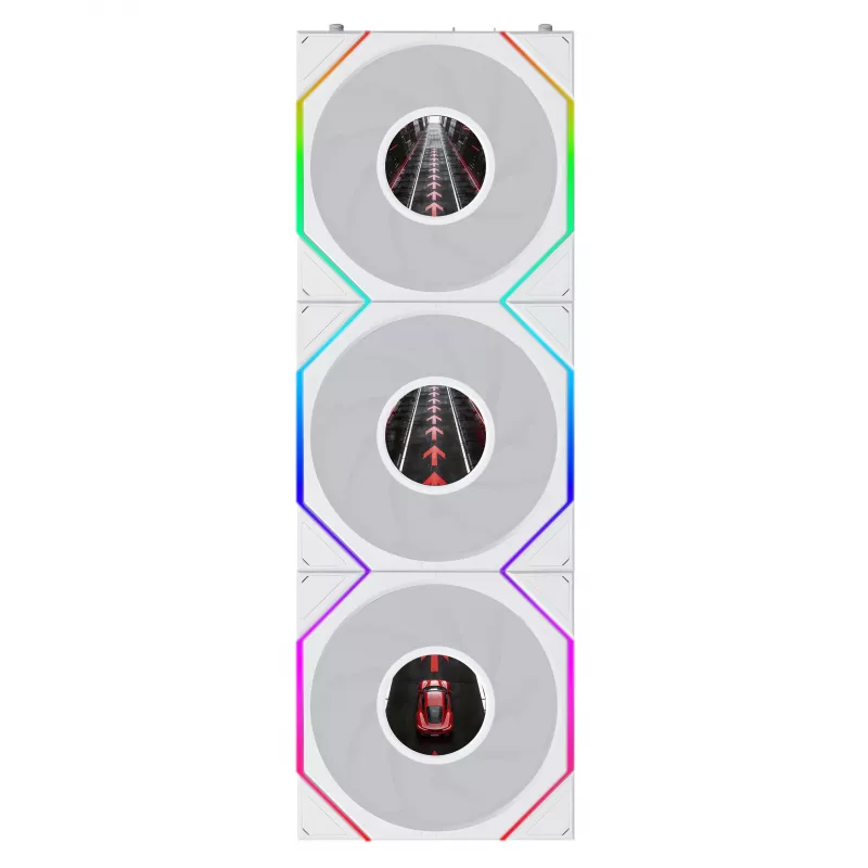 Lian Li UNI FAN TL120 LCD FLEX Wireless ARGB 120mm PWM ventiliatorius 3 vnt. balti