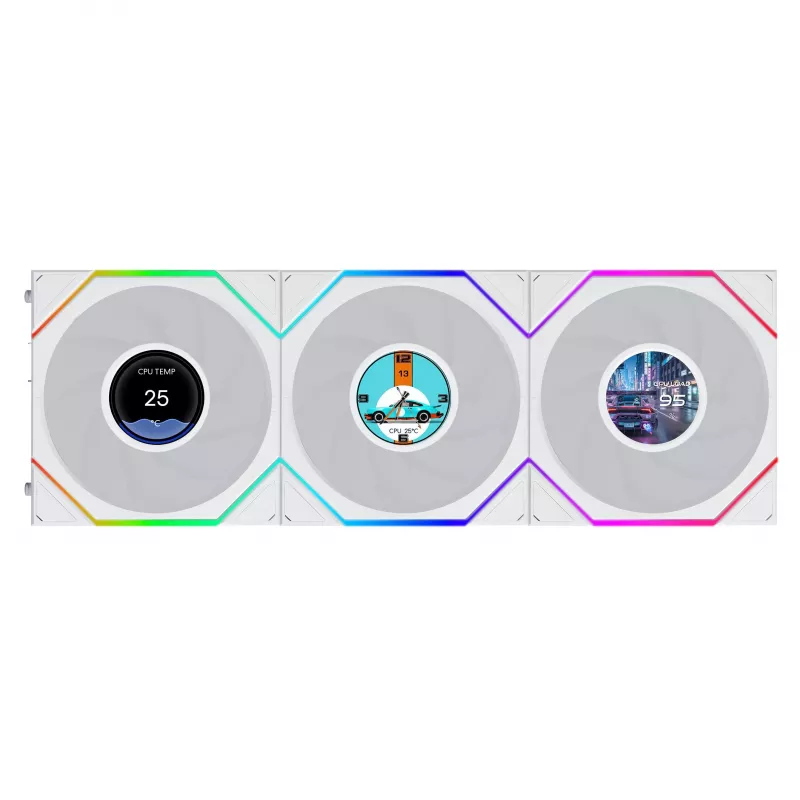 Lian Li UNI FAN TL120 LCD FLEX Wireless ARGB 120mm PWM ventiliatorius 3 vnt. balti
