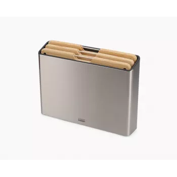 Joseph Joseph Folio Bamboo 3 dalių pjaustymo lentelių rinkinys su plonu stovu, anglies pilka