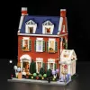 Lumibricks Redbrick Row House LED konstravimo rinkinys - 850 dalių architektūrinis modelis su integruotu šiltai baltu apšvietimu, USB maitinimas, nuo 8 metų