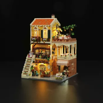 LUMIBRICKS Italian Homestyle Restaurant – 138 dalių, 3 figūrėlės, picos krosnis, lauko terasa
