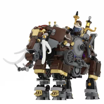 Lumibricks Steamphant Steampunk dramblio LED konstravimo rinkinys 800 dalių, USB maitinamas eksponavimo modelis