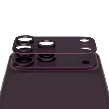 PanzerGlass Fender kameros objektyvo apsauga, skirta iPhone 15 Pro / 15 Pro Max - tamsiai vyšinine