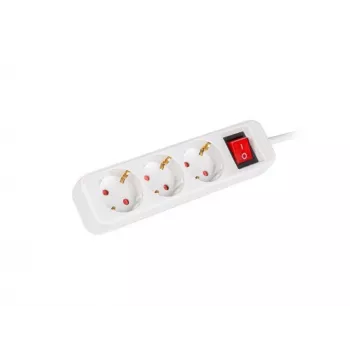 Lanberg PS1-03F-0150-W 1,5 m 3 lizdų Schuko ilgintuvas su apšviestu jungikliu, baltas