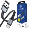 3mk Hyper Cable N-SERIES USB-A į USB-C 2m 9V/2A 18W juoda