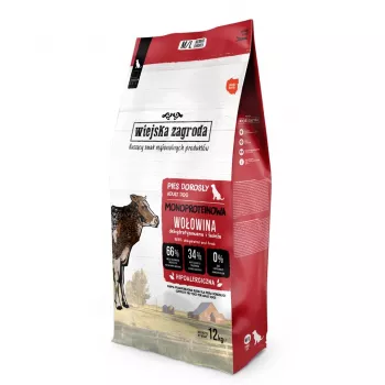 WIEJSKA ZAGRODA Monoprotein jautienos sausas šunų maistas - 12kg