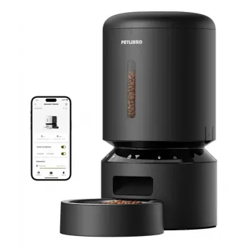 PETLIBRO Granary Wi-Fi automatinis gyvūnų ėdiklis, 5L, išmanus maisto daviklis katėms ir šunims, valdymas programėle, 10 šėrimų per dieną, balso įrašas, nerūdijančio plieno dubuo, juodas