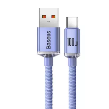Baseus USB-A į USB-C Crystal Shine 100W 2m violetinis laidas