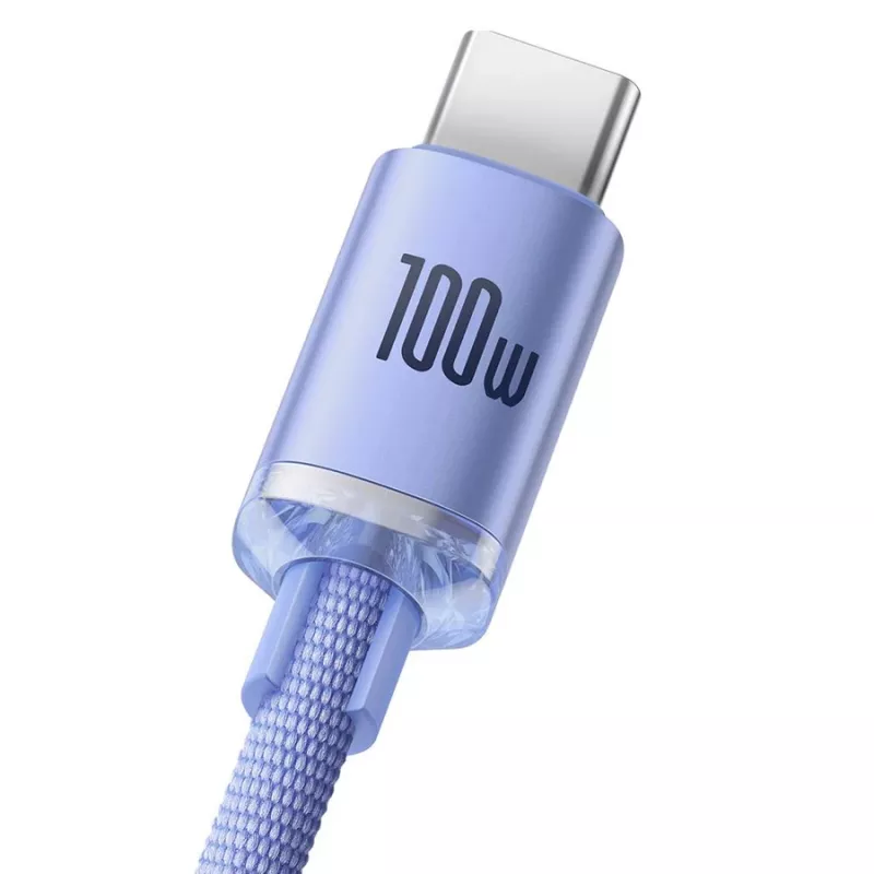 Baseus USB-A į USB-C Crystal Shine 100W 2m violetinis laidas