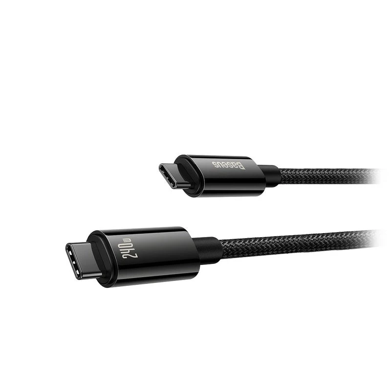Baseus Tungsten Gold USB-C į USB-C 240W greito įkrovimo laidas 1m juodas