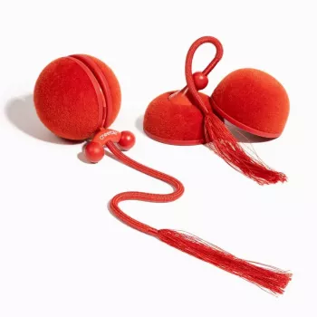 Cheerble WICKED BALL DUO2-VINTAGE RED išmanus interaktyvus žaislas augintiniams, 2 kamuoliukai, USB-C įkrovimas, IP65 atsparūs vandeniui, 3 žaidimo režimai, katėms ir mažiems šunims