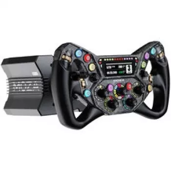 Moza Racing KS Pro vairas – 300 mm anglies pluošto sim lenktynių vairas su RGB mygtukais ir magnetinėmis perjungimo mentelėmis