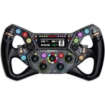 Moza Racing KS Pro vairas – 300 mm anglies pluošto sim lenktynių vairas su RGB mygtukais ir magnetinėmis perjungimo mentelėmis