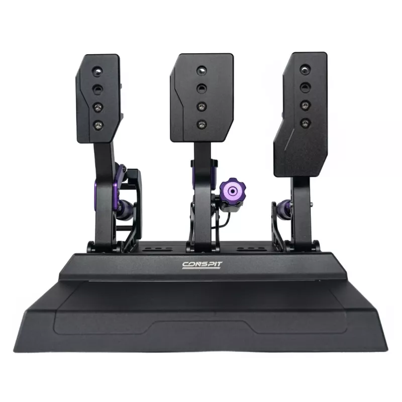 Conspit CPP-Lite 3 pedalų komplektas su apkrovos elemento stabdžiu, Holo efekto akceleratoriumi ir sankaba, CNC aliuminis, USB, PC